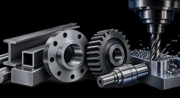 Polished steel gear and machined shaft